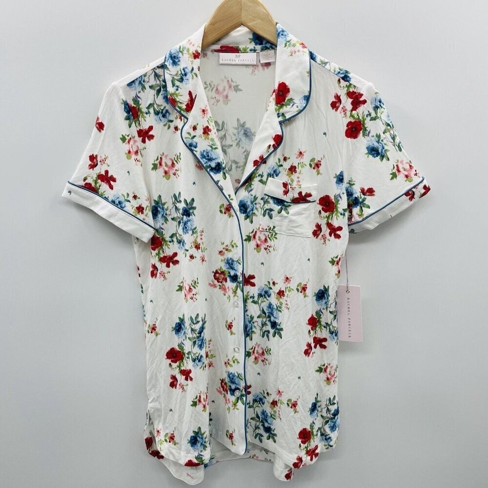 Rachel Parcell Womens Size XS‎ Floral Short Sleeve Button Down Pajama Shirt 2202